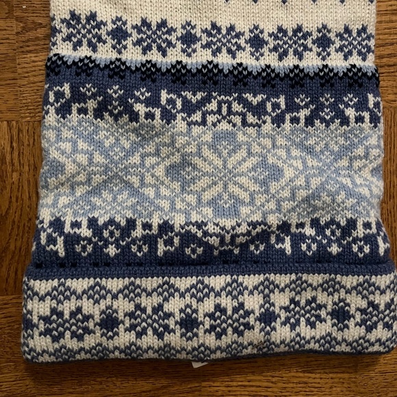 Estonian 100% Wool Long-Tailed Hat Scarf Combo – Cream Blue – Made in Estonia - Picture 2 of 12